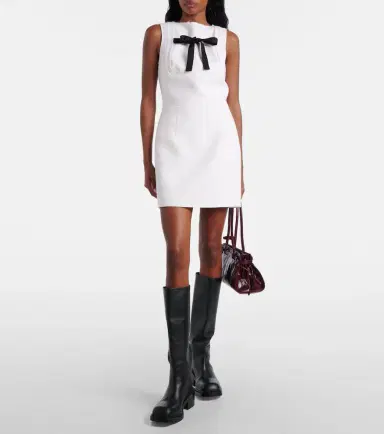 Prada Bow-detail virgin wool minidress | Thumbnail 4 Prada Bow-detail virgin wool minidress | Thumbnail 4