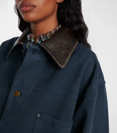 Prada Oversized cotton leather-trimmed jacket | Thumbnail 2 Prada Oversized cotton leather-trimmed jacket | Thumbnail 2