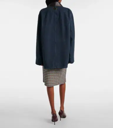 Prada Oversized cotton leather-trimmed jacket | Thumbnail 3 Prada Oversized cotton leather-trimmed jacket | Thumbnail 3