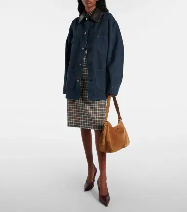 Prada Oversized cotton leather-trimmed jacket | Thumbnail 4 Prada Oversized cotton leather-trimmed jacket | Thumbnail 4