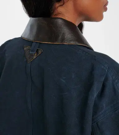 Prada Oversized cotton leather-trimmed jacket | Thumbnail 6 Prada Oversized cotton leather-trimmed jacket | Thumbnail 6