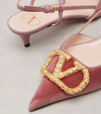 Valentino Garavani VLogo 40 velvet slingback pumps | Thumbnail 2 Valentino Garavani VLogo 40 velvet slingback pumps | Thumbnail 2