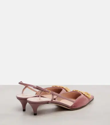 Valentino Garavani VLogo 40 velvet slingback pumps | Thumbnail 4 Valentino Garavani VLogo 40 velvet slingback pumps | Thumbnail 4