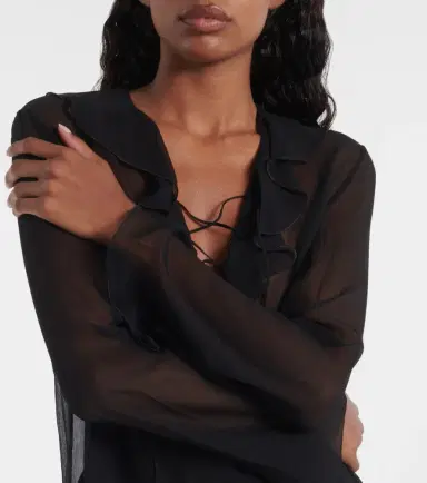 Nili Lotan Gisella ruffled silk chiffon blouse | Thumbnail 3 Nili Lotan Gisella ruffled silk chiffon blouse | Thumbnail 3