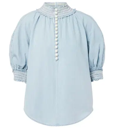 Zimmermann Ascension balloon-sleeve denim blouse | Thumbnail 1 Zimmermann Ascension balloon-sleeve denim blouse | Thumbnail 1
