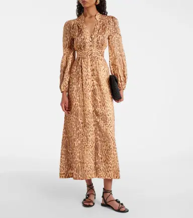 Zimmermann Cascadian leopard-print linen midi dress | Thumbnail 5 Zimmermann Cascadian leopard-print linen midi dress | Thumbnail 5