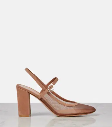 Gianvito Rossi Francoise 85 suede-trimmed slingback pumps | Thumbnail 2 Gianvito Rossi Francoise 85 suede-trimmed slingback pumps | Thumbnail 2