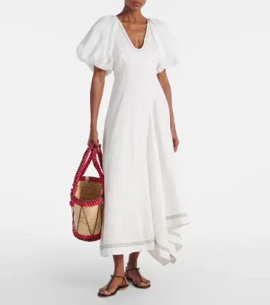 Alemais Alémais Magnolia embroidered linen midi dress | Thumbnail 6 Alemais Alémais Magnolia embroidered linen midi dress | Thumbnail 6