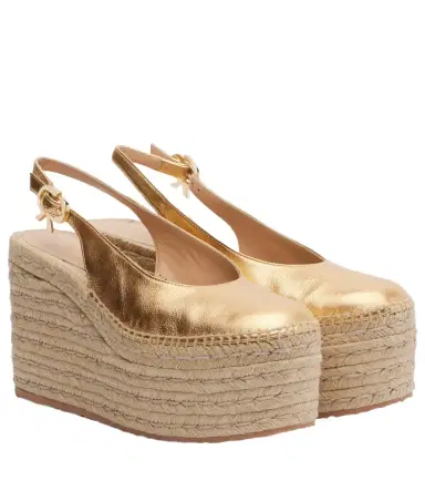 Gianvito Rossi Metallic leather espadrille wedges | Thumbnail 1 Gianvito Rossi Metallic leather espadrille wedges | Thumbnail 1