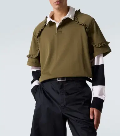 Simone Rocha Layered ruffled cotton jersey polo shirt | Thumbnail 6 Simone Rocha Layered ruffled cotton jersey polo shirt | Thumbnail 6