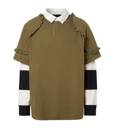 Simone Rocha Layered ruffled cotton jersey polo shirt | Thumbnail 1 Simone Rocha Layered ruffled cotton jersey polo shirt | Thumbnail 1