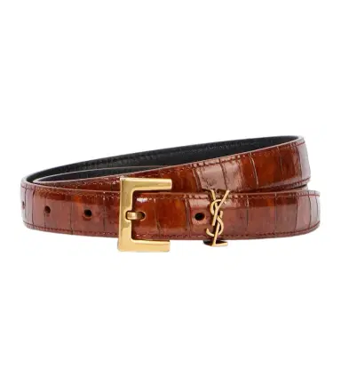 Saint Laurent Cassandre croc-effect leather belt | Thumbnail 1 Saint Laurent Cassandre croc-effect leather belt | Thumbnail 1