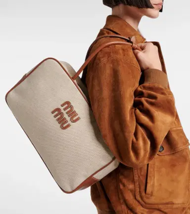 Miu Miu Beau leather-trimmed canvas tote bag | Thumbnail 6 Miu Miu Beau leather-trimmed canvas tote bag | Thumbnail 6