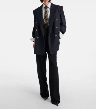 Saint Laurent Double-breasted wool chiné blazer | Thumbnail 2 Saint Laurent Double-breasted wool chiné blazer | Thumbnail 2