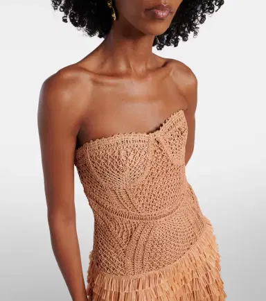 Simkhai Santana raffia-blend bustier dress | Thumbnail 4 Simkhai Santana raffia-blend bustier dress | Thumbnail 4