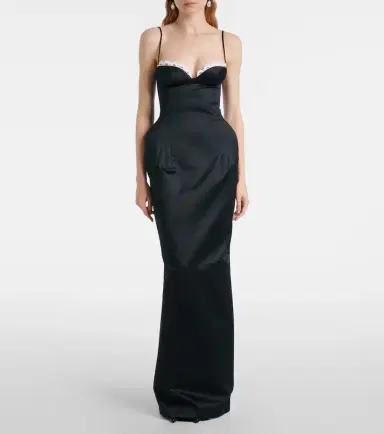 Magda Butrym Crochet-trimmed satin bustier gown | Thumbnail 2 Magda Butrym Crochet-trimmed satin bustier gown | Thumbnail 2
