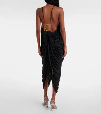 Loewe Draped open-back silk midi dress | Thumbnail 2 Loewe Draped open-back silk midi dress | Thumbnail 2