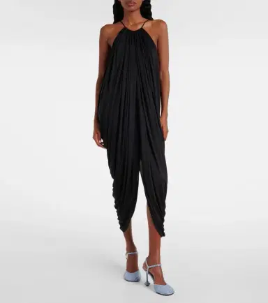 Loewe Draped open-back silk midi dress | Thumbnail 3 Loewe Draped open-back silk midi dress | Thumbnail 3