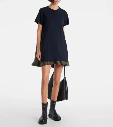 Sacai Jersey and twill minidress | Thumbnail 4 Sacai Jersey and twill minidress | Thumbnail 4