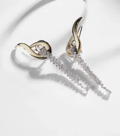 YEPREM Golden Strada 18kt yellow and white gold drop earrings with diamonds | Thumbnail 5 YEPREM Golden Strada 18kt yellow and white gold drop earrings with diamonds | Thumbnail 5