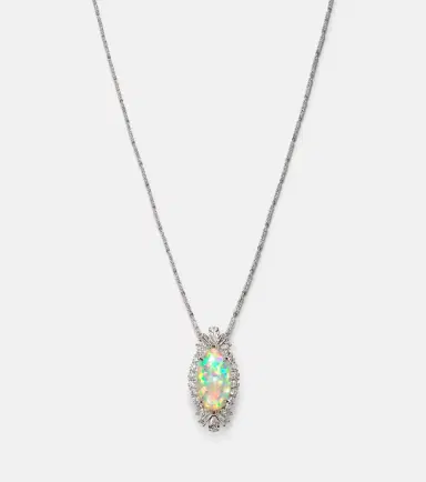 YEPREM Reign Supreme 18kt white gold pendant necklace with diamonds and opal | Thumbnail 2 YEPREM Reign Supreme 18kt white gold pendant necklace with diamonds and opal | Thumbnail 2