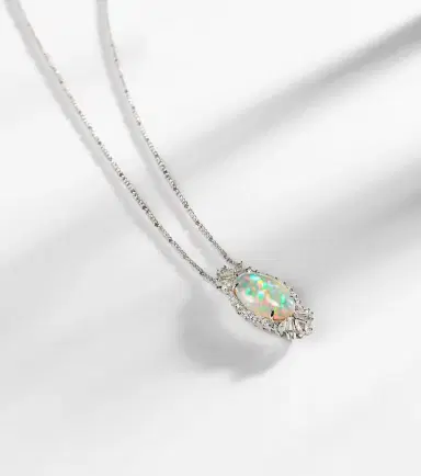 YEPREM Reign Supreme 18kt white gold pendant necklace with diamonds and opal | Thumbnail 4 YEPREM Reign Supreme 18kt white gold pendant necklace with diamonds and opal | Thumbnail 4