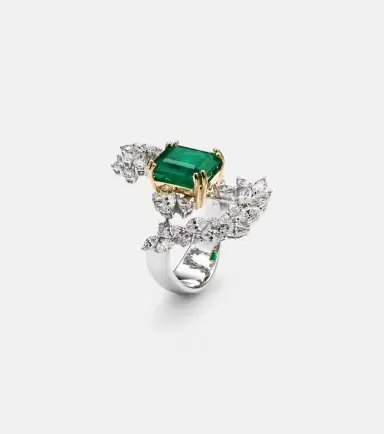 YEPREM Reign Supreme 18kt white gold ring with emerald and diamonds | Thumbnail 2 YEPREM Reign Supreme 18kt white gold ring with emerald and diamonds | Thumbnail 2