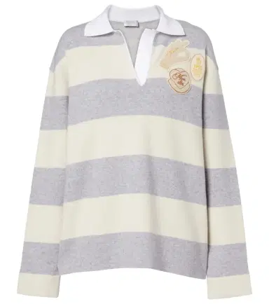 Moncler Striped wool and cotton-blend polo shirt | Thumbnail 1 Moncler Striped wool and cotton-blend polo shirt | Thumbnail 1