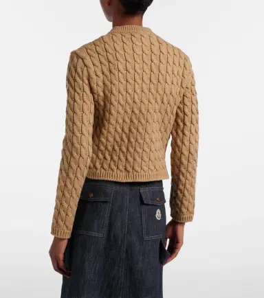 Moncler Cable-knit cotton-blend cardigan | Thumbnail 3 Moncler Cable-knit cotton-blend cardigan | Thumbnail 3