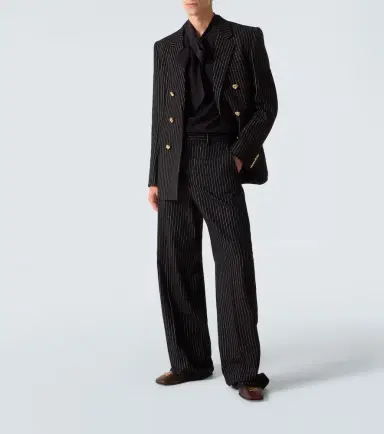 Valentino Chalk stripe wool and silk blazer | Thumbnail 3 Valentino Chalk stripe wool and silk blazer | Thumbnail 3