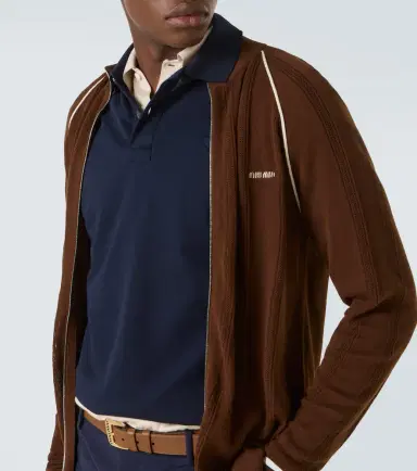 Miu Miu Logo cotton-blend zip-up cardigan | Thumbnail 2 Miu Miu Logo cotton-blend zip-up cardigan | Thumbnail 2