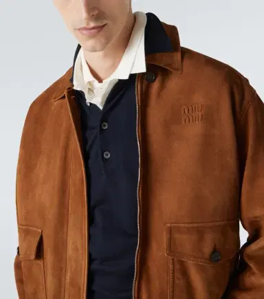 Miu Miu Embossed suede blouson | Thumbnail 4 Miu Miu Embossed suede blouson | Thumbnail 4