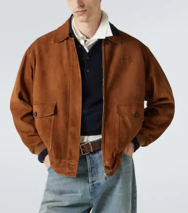 Miu Miu Embossed suede blouson | Thumbnail 7 Miu Miu Embossed suede blouson | Thumbnail 7