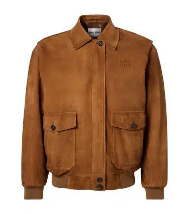 Miu Miu Embossed suede blouson | Thumbnail 1 Miu Miu Embossed suede blouson | Thumbnail 1
