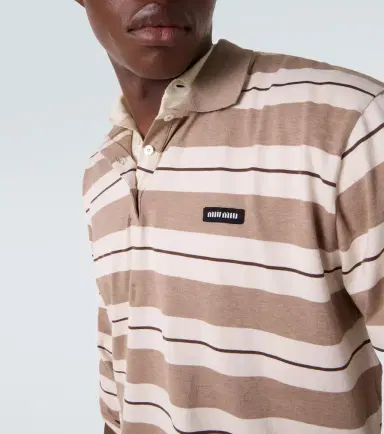 Miu Miu Striped cotton jersey polo shirt | Thumbnail 3 Miu Miu Striped cotton jersey polo shirt | Thumbnail 3