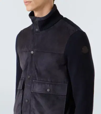 Moncler Paneled suede and wool jacket | Thumbnail 5 Moncler Paneled suede and wool jacket | Thumbnail 5