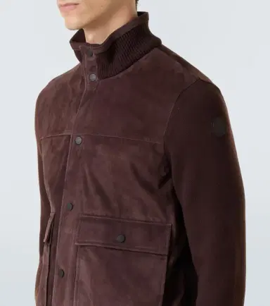 Moncler Paneled suede and wool jacket | Thumbnail 3 Moncler Paneled suede and wool jacket | Thumbnail 3