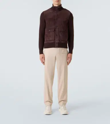 Moncler Paneled suede and wool jacket | Thumbnail 4 Moncler Paneled suede and wool jacket | Thumbnail 4