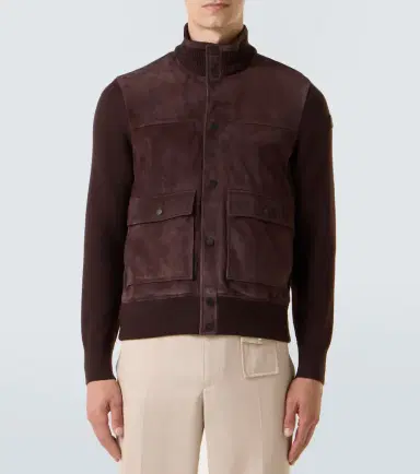 Moncler Paneled suede and wool jacket | Thumbnail 5 Moncler Paneled suede and wool jacket | Thumbnail 5
