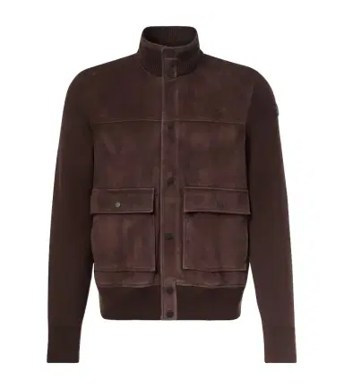 Moncler Paneled suede and wool jacket | Thumbnail 1 Moncler Paneled suede and wool jacket | Thumbnail 1
