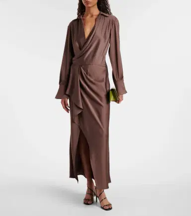 Simkhai Talita draped satin wrap dress | Thumbnail 4 Simkhai Talita draped satin wrap dress | Thumbnail 4