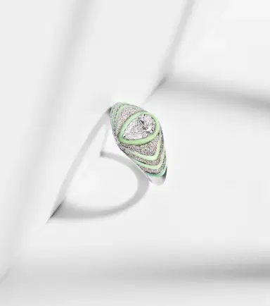 Kamyen Striped Pear 18kt white gold and enamel pinky ring with diamonds | Thumbnail 5 Kamyen Striped Pear 18kt white gold and enamel pinky ring with diamonds | Thumbnail 5