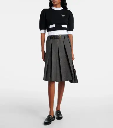 Prada Waffle-knit cropped cotton sweater | Thumbnail 2 Prada Waffle-knit cropped cotton sweater | Thumbnail 2