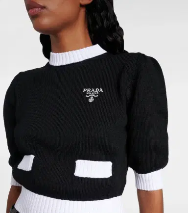 Prada Waffle-knit cropped cotton sweater | Thumbnail 4 Prada Waffle-knit cropped cotton sweater | Thumbnail 4