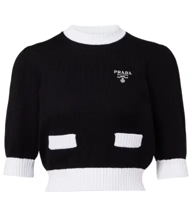 Prada Waffle-knit cropped cotton sweater | Thumbnail 1 Prada Waffle-knit cropped cotton sweater | Thumbnail 1