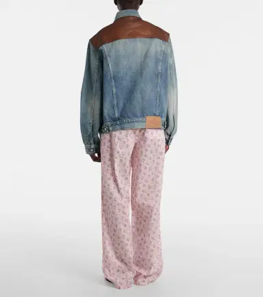 Prada Leather-trimmed denim jacket | Thumbnail 6 Prada Leather-trimmed denim jacket | Thumbnail 6