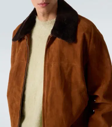 Auralee Shearling-trimmed suede blouson jacket | Thumbnail 2 Auralee Shearling-trimmed suede blouson jacket | Thumbnail 2