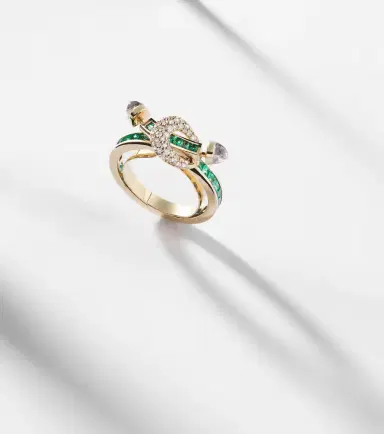 Ananya Chakra 18kt gold ring with emeralds and gemstones | Thumbnail 5 Ananya Chakra 18kt gold ring with emeralds and gemstones | Thumbnail 5