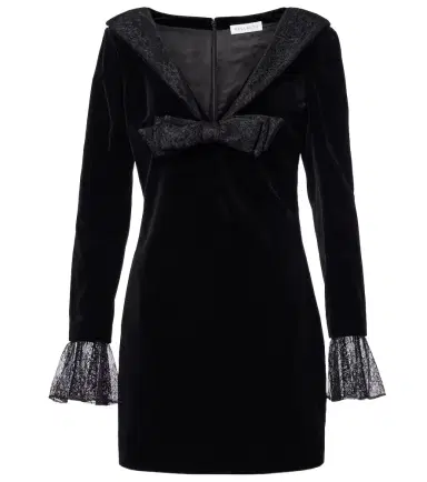 Nina Ricci Lace-trimmed cotton velvet minidress | Thumbnail 1 Nina Ricci Lace-trimmed cotton velvet minidress | Thumbnail 1