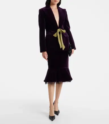 Nina Ricci Peplum cotton velvet midi skirt | Thumbnail 2 Nina Ricci Peplum cotton velvet midi skirt | Thumbnail 2